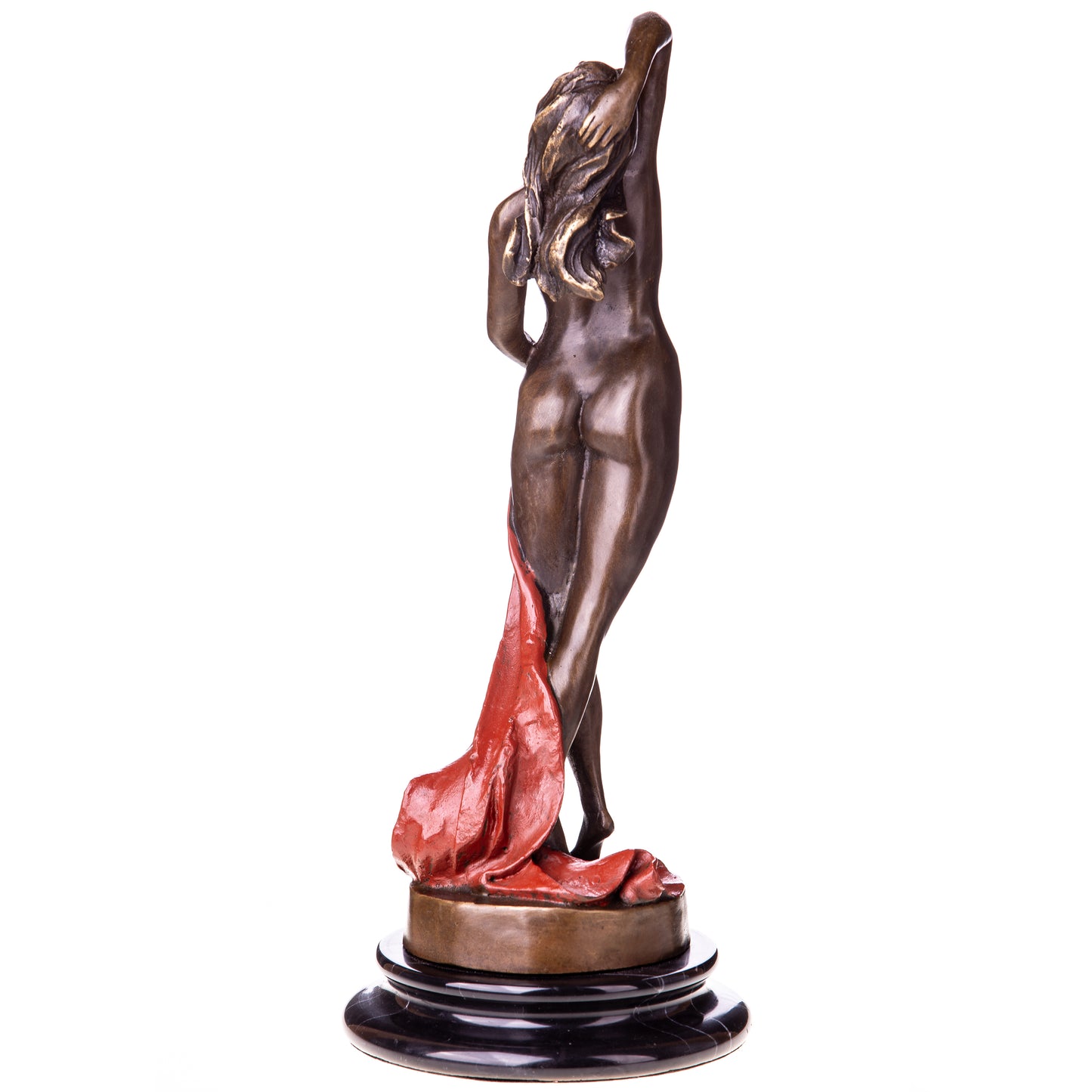 Sculpture en Bronze d'une Femme Nue au Foulard,Art Féminin et Décoration élégante et Sensuel.