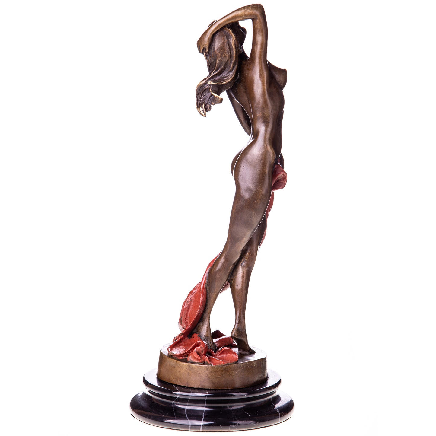 Sculpture en Bronze d'une Femme Nue au Foulard,Art Féminin et Décoration élégante et Sensuel.
