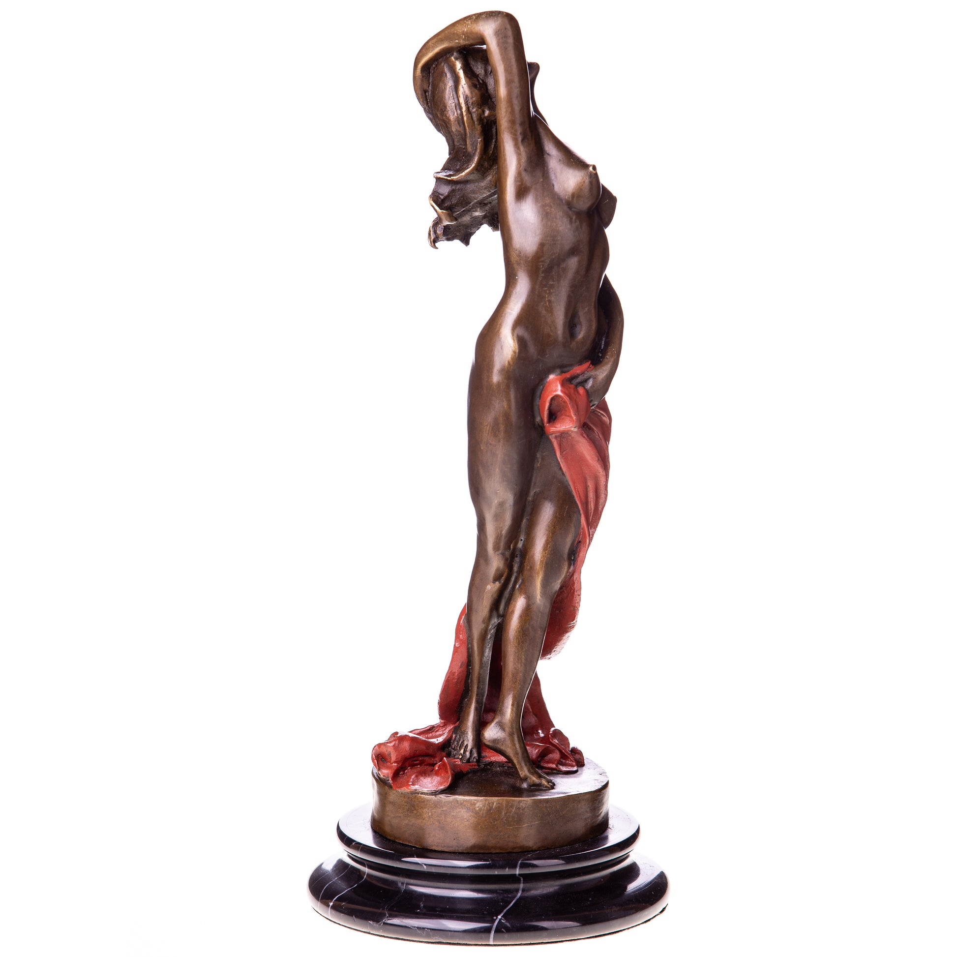 Sculpture en Bronze d'une Femme Nue au Foulard,Art Féminin et Décoration élégante et Sensuel.