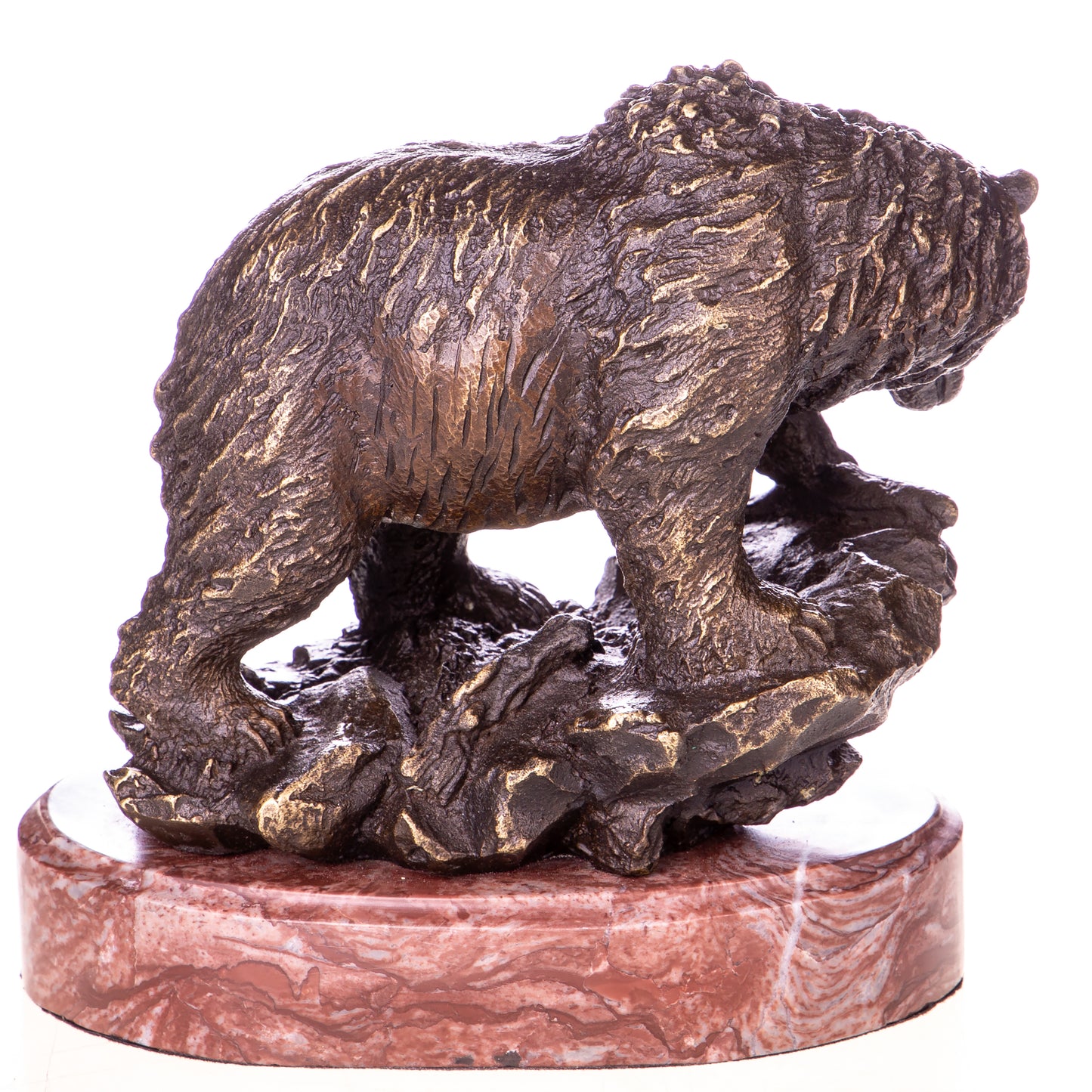 Sculpture en Bronze Ours Grizzly au Saumon