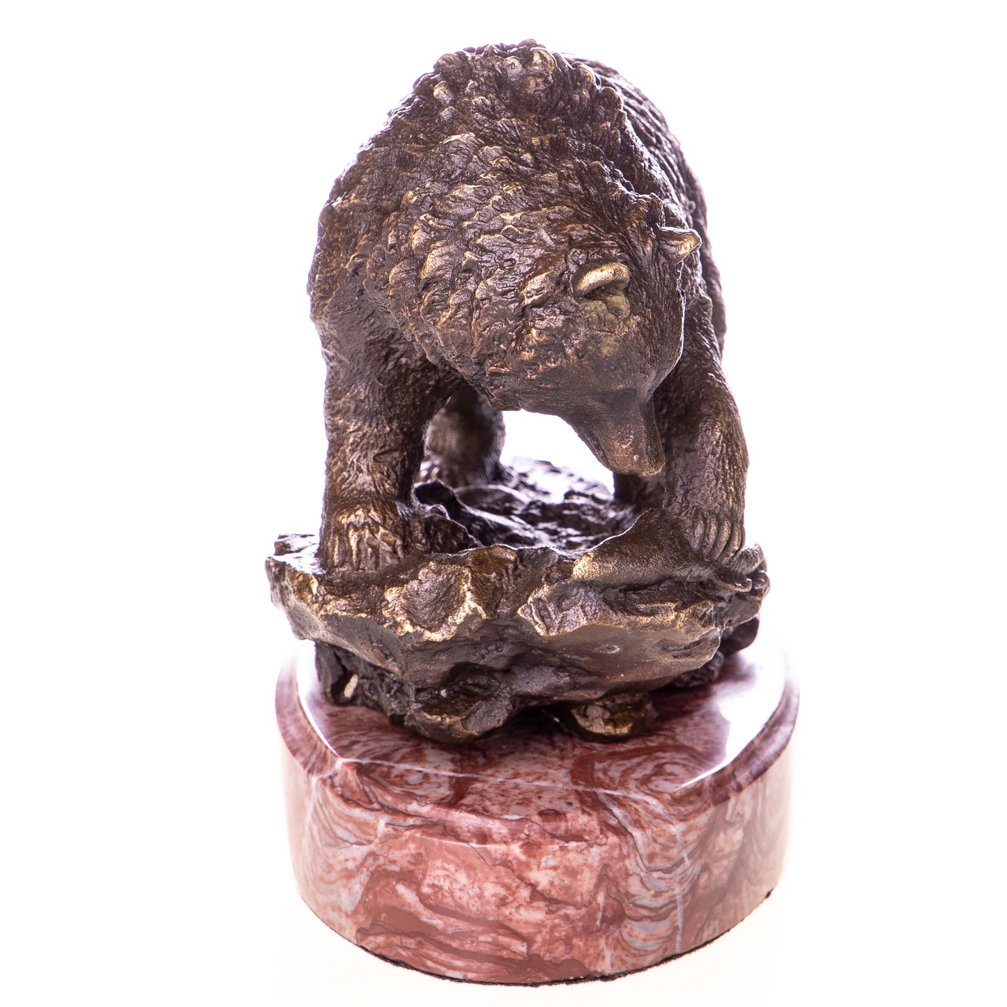 Sculpture en Bronze Ours Grizzly au Saumon