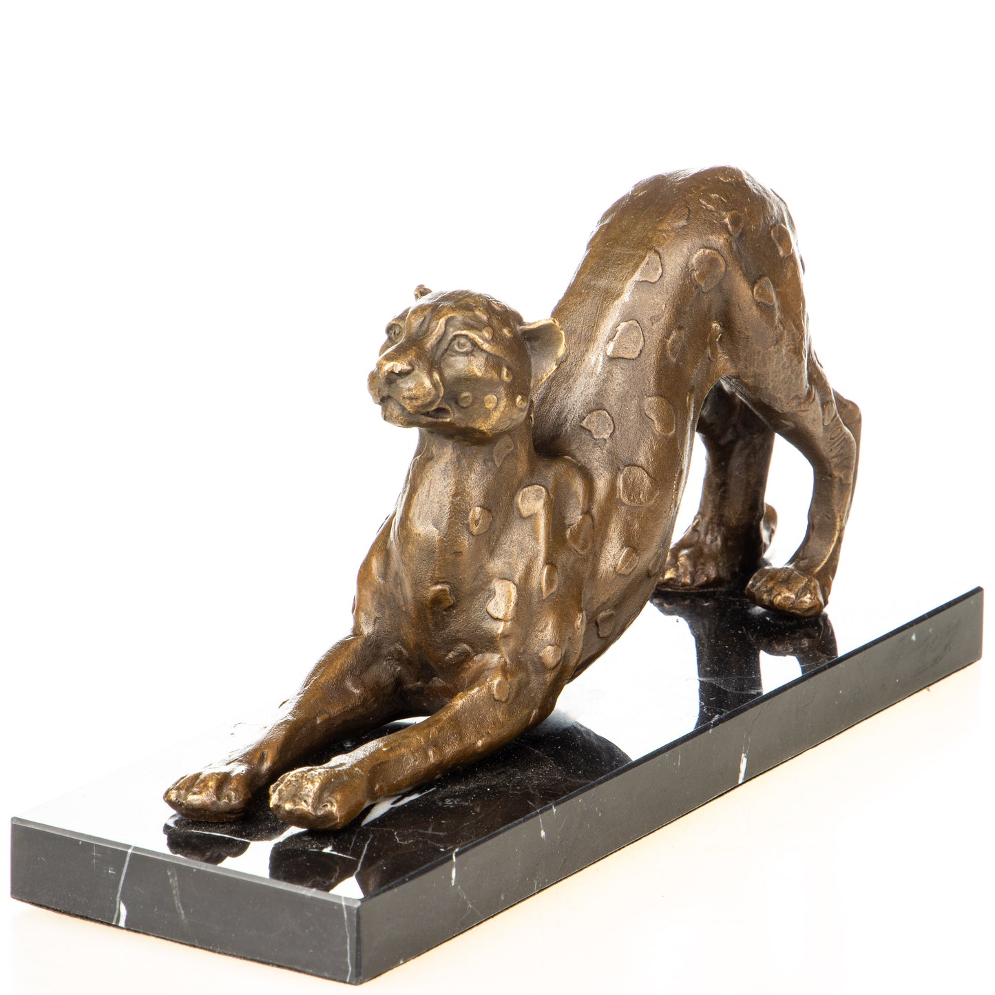Sculpture bronze Léopard accroupie