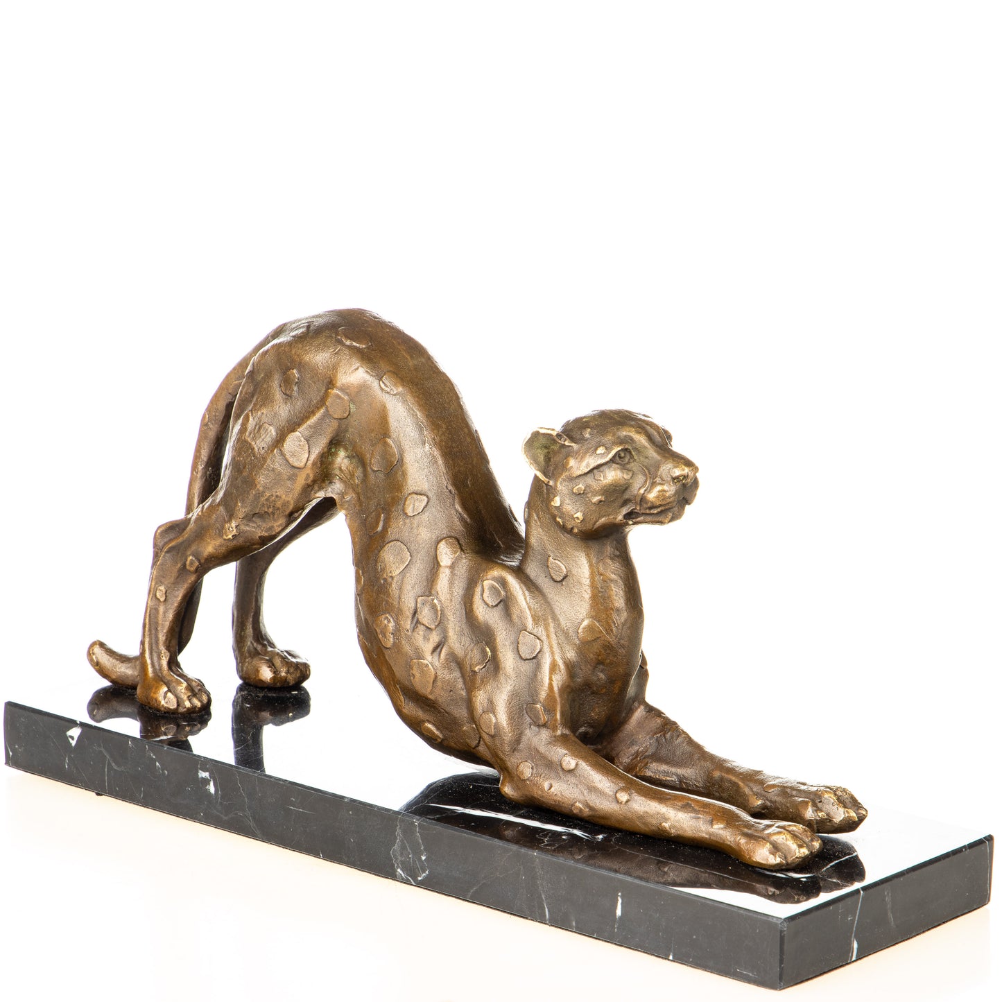 Sculpture bronze Léopard accroupie