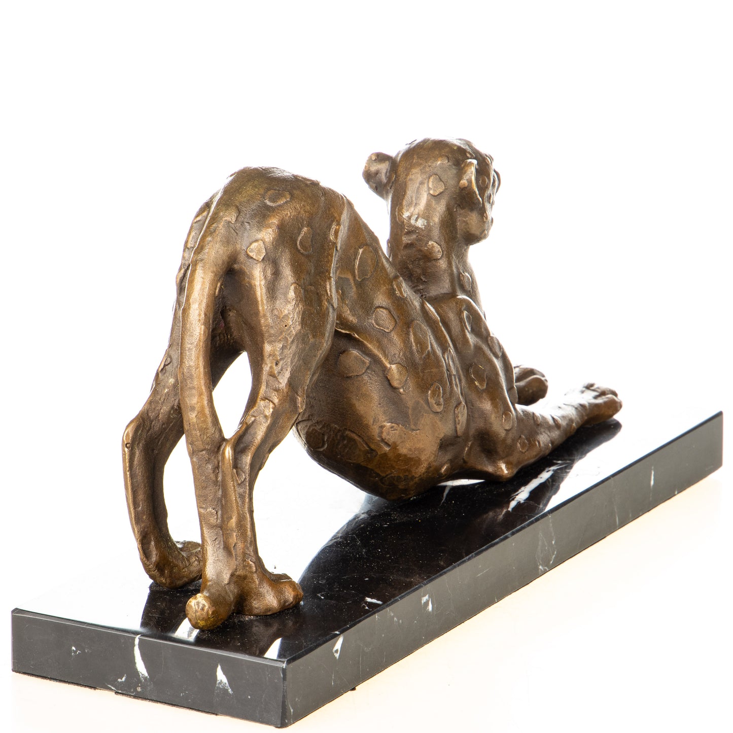 Sculpture bronze Léopard accroupie