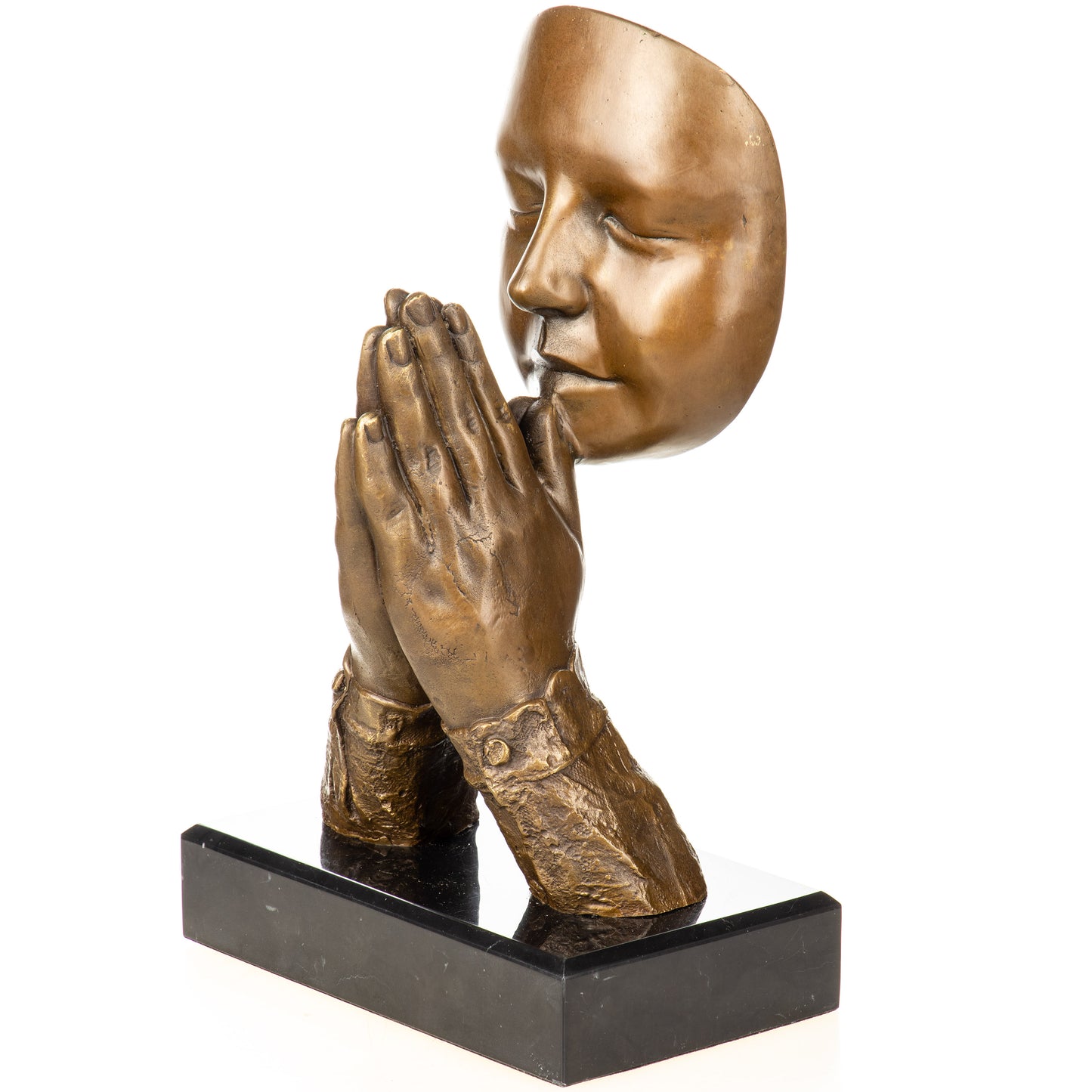 Statue en bronze d'un visage en méditation