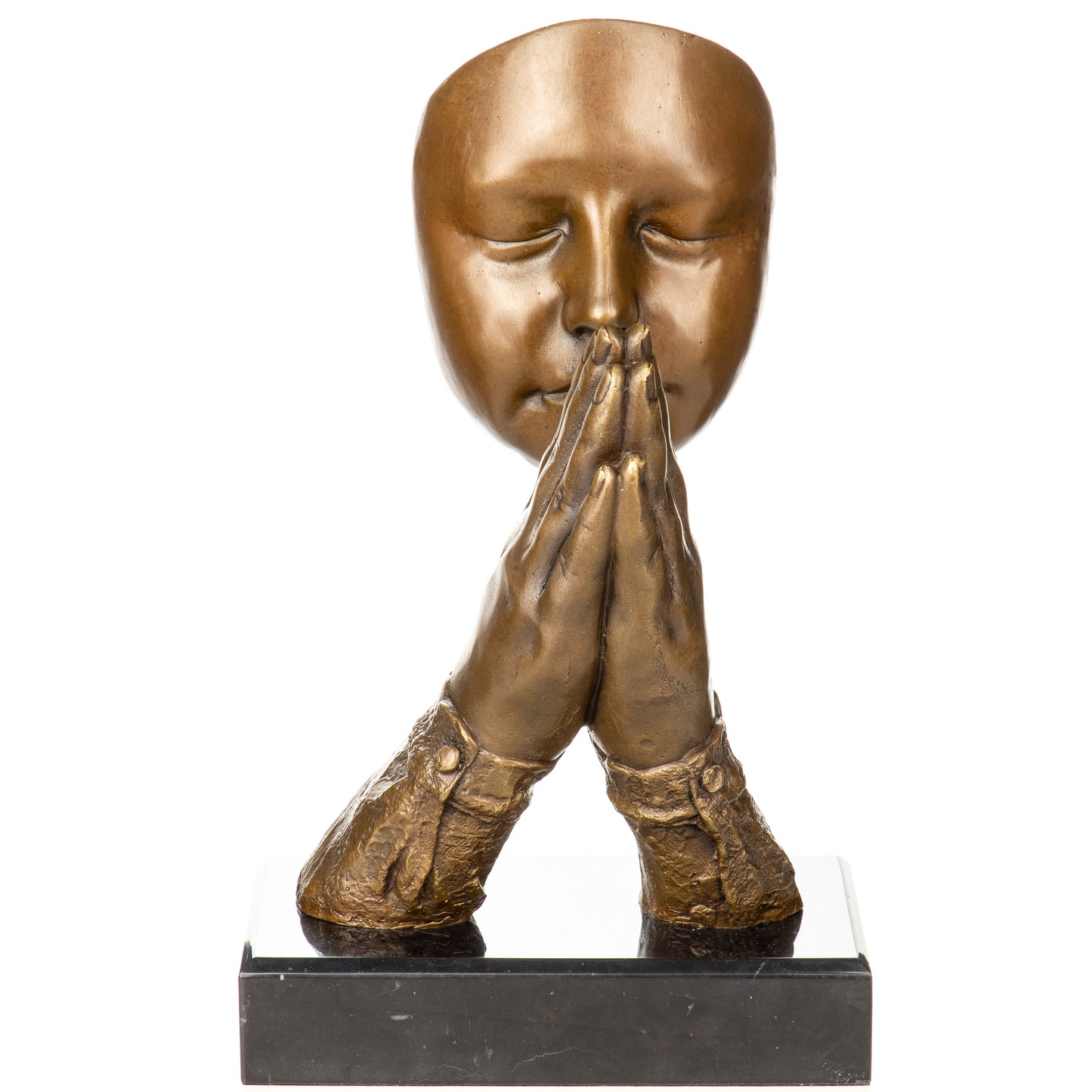 Statue en bronze d'un visage en méditation