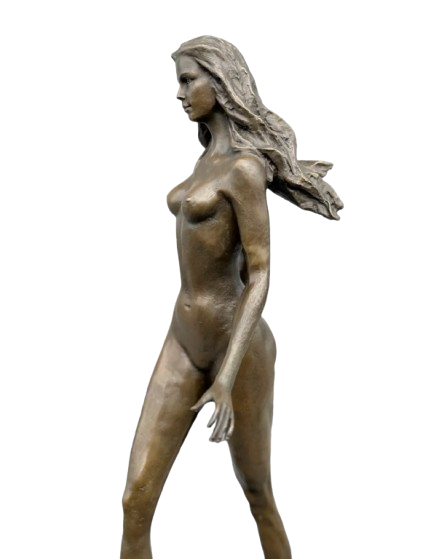 Sculpture en bronze Femme nue marchant